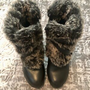 Baby Phat Faux Fur Wedge Booties